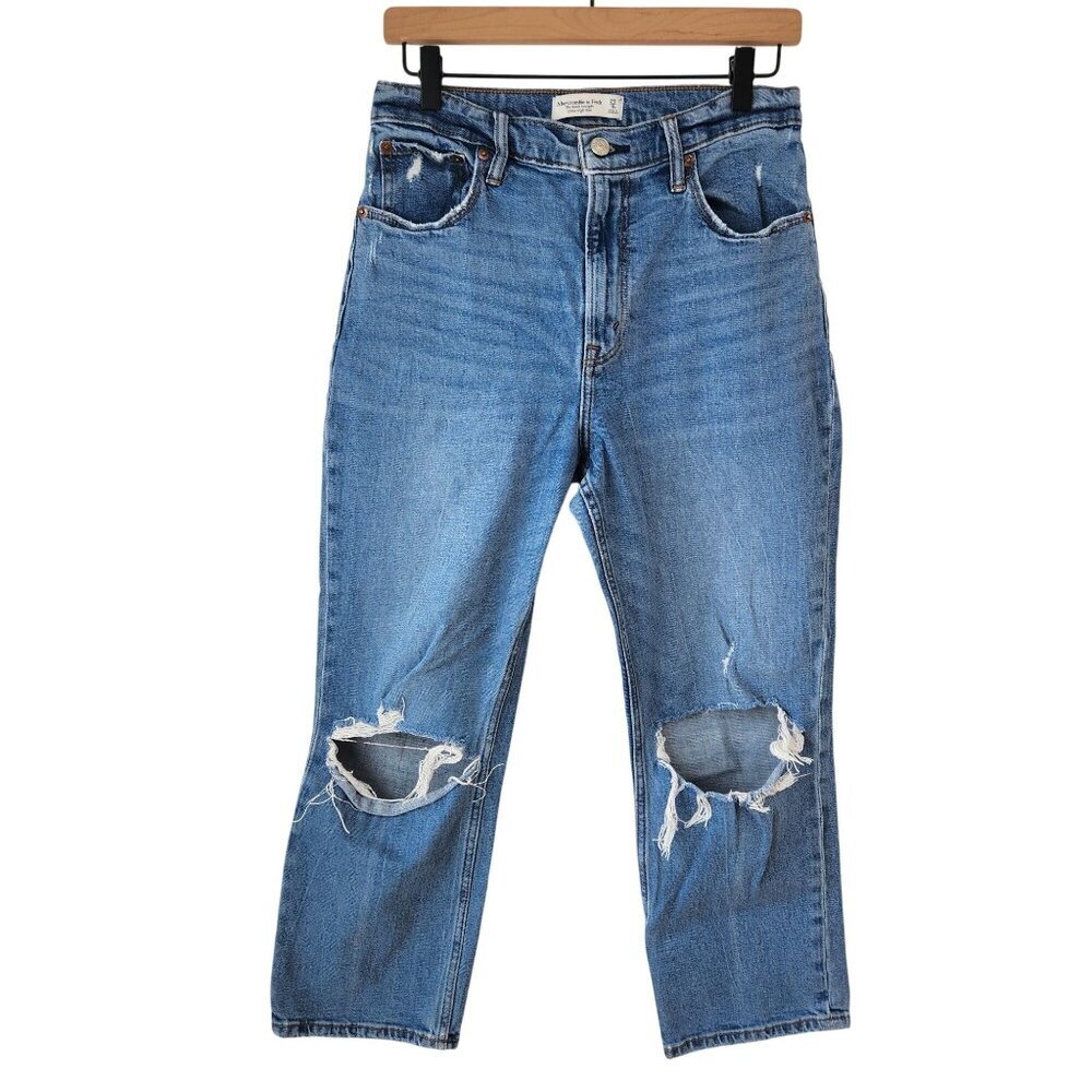 Abercrombie & Fitch Ankle Straight Ultra High Rise Jeans Light Wash Denim 29